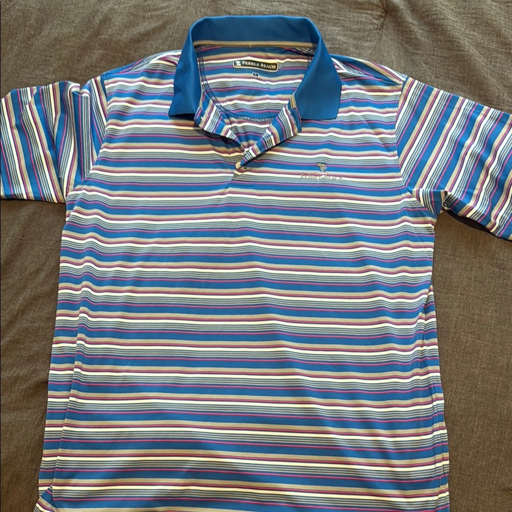 Pebble Beach Striped Golf Polo Shirt